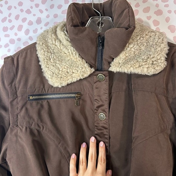NILS Vintage 80s Women's 10 Ski Suit Retro Brown Bomber Sherpa One Piece Skiwear - Picture 8 of 16